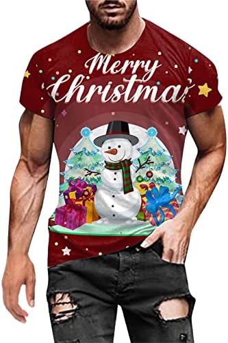 ZDDO erkek T-Shirt Noel Noel Baba Baskı Asker Kısa Kollu Üstleri Komik Noel Grafik Parti Slim Fit Kas Tees Tatil Yurtsever