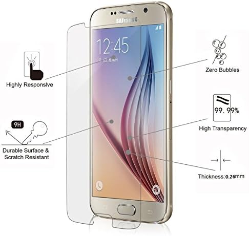 TANTEK [3-Pack Ekran Koruyucu ıçin Samsung Galaxy S6, Temperli Cam Filmi, Ultra Clear, Anti Scratch, kabarcık Ücretsiz,