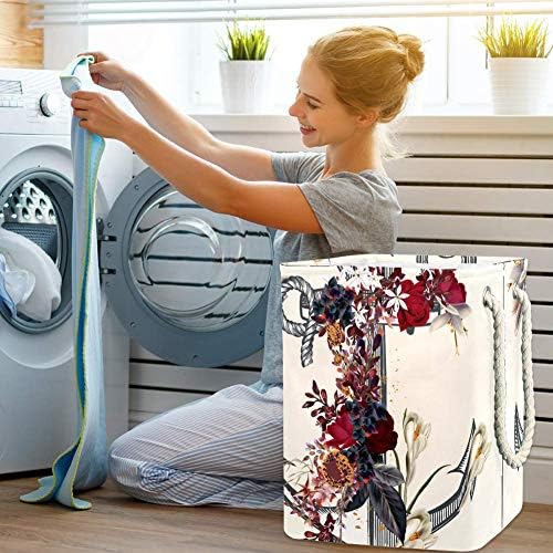 DJROW Bağlantısız çamaşır sepeti Vintage Çapa Gül Çiçek Elbise Sepeti Büyük kollu sepet Depolama için Giysi Oyuncaklar