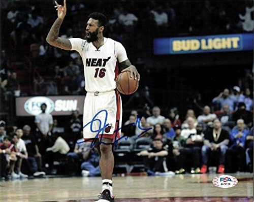 James Johnson imzalı 8x10 fotoğraf PSA/DNA Miami Heat İmzalı-İmzalı NBA Fotoğrafları