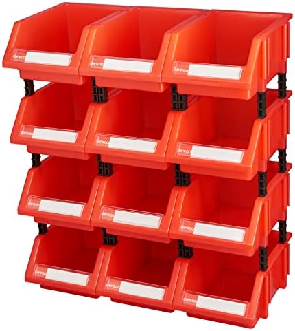 aerkaa Raf Saklama Kutusu Küçük çekmeceli saklama dolabı Kutuları Plastik İstiflenebilir saklama kutuları (Kırmızı,