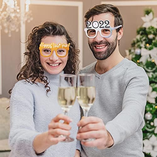 GALPADA 9 adet Mutlu Yeni Yıl Partisi Favor Gözlük fotoğraf kabini Sahne Kağıt Gözlük Çerçeveleri Parti Gözlük Sahne