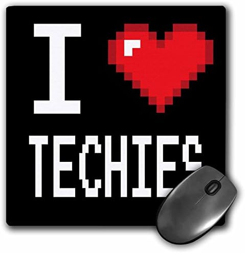 3dRose Geeky Eski Okul Pikselli Piksel 8-Bit I Kalp I Love Techies Mouse Pad (mp_118944_1)