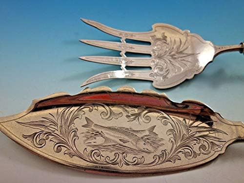 Bilinmeyen Yapımcı tarafından Sanat Gümüşü C. 1860-1880 Ayar Gümüş Balık Servis Seti Figürlü