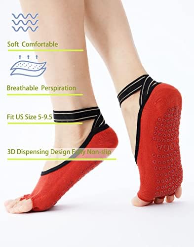LİMON kız 2/3 Pairs Kaymaz Toeless Yoga Çorap ABD 5-9.5 Kaymaz Sapları ile Barre pilates çorabı Kadınlar için