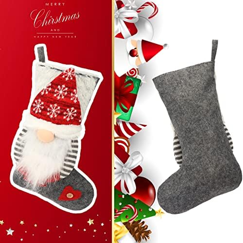 Hopearl 2 Adet Noel Çorap Seti 3D Mr ve Mrs İsveç Gnome Tomte Nisse Çift Çorap Peluş Manşet hediye keseleri Çocuklar