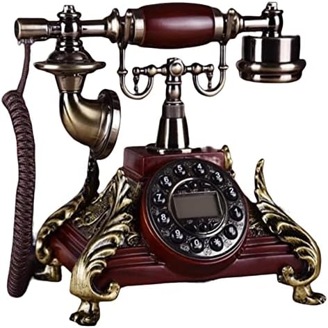 GaYouny Avrupa Döner Arama Sabit Telefon Amerikan Retro Ofis Ev katı ahşap Dokunmatik Arama Sabit Telefon (Renk: Maun)