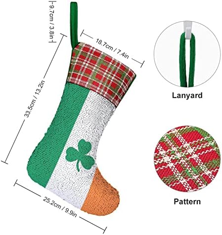 Yonca Yonca İrlanda Bayrağı Pullu Noel Çorap Parlak Duvar askı süsleri Dekorasyon Noel Ağacı Tatil Partisi için