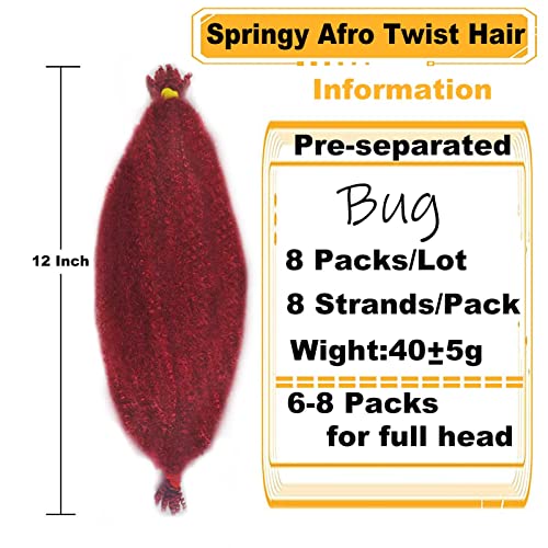 TENGSHUO FLY 8 Paket 12 inç Yaylı Afro Büküm Saç Önceden Gerilmiş Marley Büküm Örgü Saç Kadınlar İçin Yumuşak Yaylı