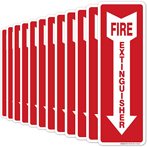 Yangın Söndürücü İşareti, (12 Paket) 4x12 İnç, 4 Mil Vinil süslü çıkartmalar UV Korumalı, abd'de Yapılan Sigo İşaretleri