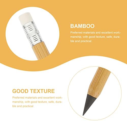 Toffıcu 6 Adet Bambu Kalem Silinebilir Sonsuz Ahşap Kalem Ebedi Kalem Sonsuz Kalem Mürekkepsiz Kalemler Yazma Çizim