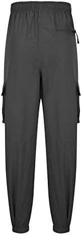 Ozmmyan Kargo Pantolon Erkekler için Katı Rahat Çoklu Cepler Elastik açık alan sporları Düz Tip Uzun Kargo Pantolon