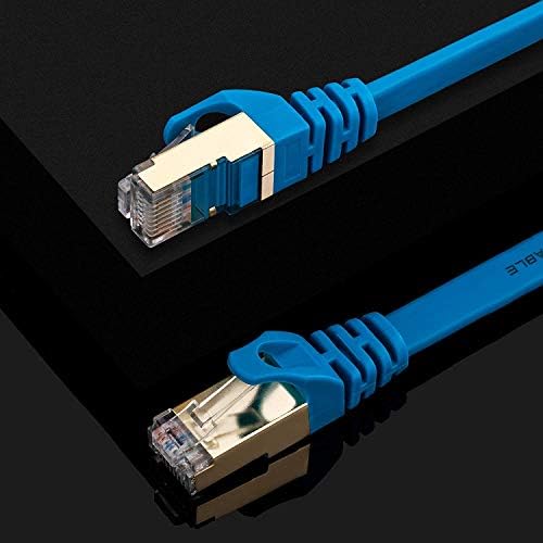 Cat 7 Ethernet Kablosu 50 ft Mavi, SNANSHİ Cat7 Düz Ethernet Yama Kabloları-Anahtar/Yönlendirici/Modem/Yama Paneli