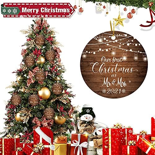 İlk Noel olarak Mr & Mrs Süsler 2021, Noel Düğün Dekorasyon 3 Seramik Süs Hediye (Mr & Mrs