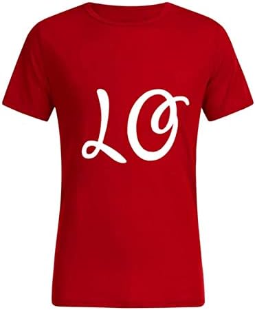 Sevgililer Günü Eşleştirme T Shirt Çiftler için Dudaklar Aşk Kalp Baskı Kısa Kollu O-Boyun Gömlek Karı Koca Gevşek
