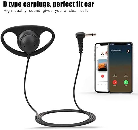 Mugast Walkie Talkie Kulaklıklar, taşınabilir Stereo 90 cm 3.5 mm Tek Dinleme D-Tipi Kulaklık Kulaklık Gürültü İptali