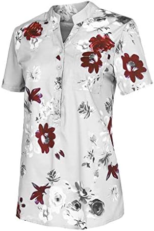 Yaz Üstleri Kadınlar için 2023 Moda Plaj Kısa / Uzun Kollu Gömlek Grafik Baskı Tees Tatil Henley Gömlek Düğmesi Aşağı