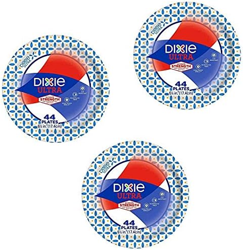 Dixie Ultra Ağır Hizmet Tipi Tek Kullanımlık Meze ve Tatlı Kağıt Tabaklar, Küçük Tabak 6 7/8 (44 ct) (3'lü Paket)