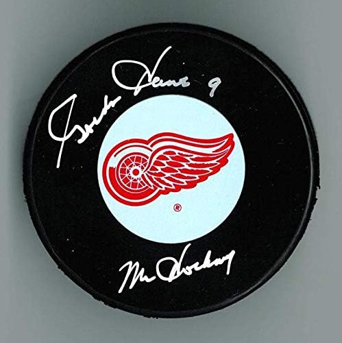 Gordie Howe İmzalı Detroit Red Wings Diski w / Bay Hokey İmzalı NHL Diskleri