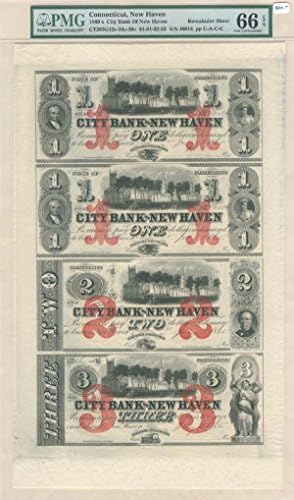 New Haven Şehir Bankası-Kesilmemiş Eski Sayfa-Bozuk Banknotlar-PMG Dereceli