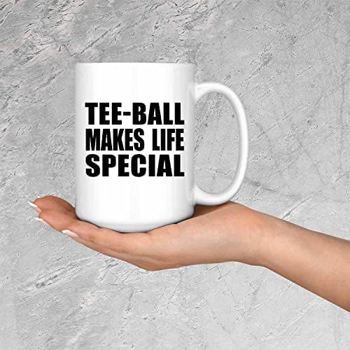 Designsify Tee-Ball Hayatı Özel Kılar, Saplı 15oz Beyaz Kahve Kupa Seramik Çay Bardağı Drinkware, Doğum Günü Yıldönümü