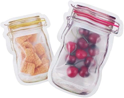 10 Adet cam turşu kavanozu fermuarlı çantalar, Yeniden Kullanılabilir Hava Geçirmez Mühür Gıda Saklama Torbaları,