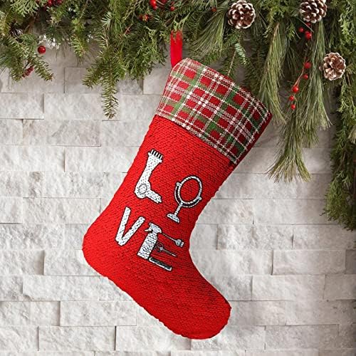 Kuaför Kuaför Aşk Pullu Noel Tatili Çorap Geri Dönüşümlü Renk Değiştirme Büyülü Stok Noel Ağacı Şömine Asılı Çorap