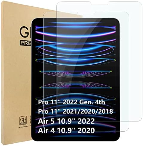 Hianjoo [2'li Paket Ekran Koruyucu ile Uyumlu iPad Hava 5 / Hava 4 10.9 2022/2020, Temperli Cam Filmi ile Uyumlu iPad