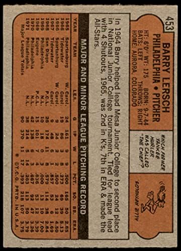 1972 Topps 453 Barry Lersch Philadelphia Phillies (Beyzbol Kartı) - Phillies