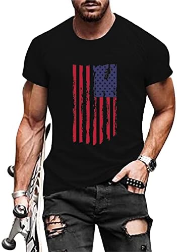 UBST 4th Temmuz Erkek Asker Kısa Kollu T-Shirt Retro Amerikan Bayrağı Tshirt Yaz Yurtsever Kas Slim Fit Tee Tops