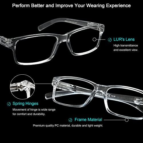 LUR 6 Packs Temizle okuma gözlüğü + 3 Packs Yarım Çerçeve okuma gözlüğü (Toplam 9 Pairs Okuyucular +1.25)
