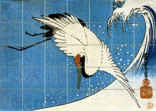 FlekmanArt Antik Japon Sanatı - 35 Çini sanatsal fresk, Mutfak Duş Banyo Backsplash (29.75 w X 21.25 h - 4.25x4.25
