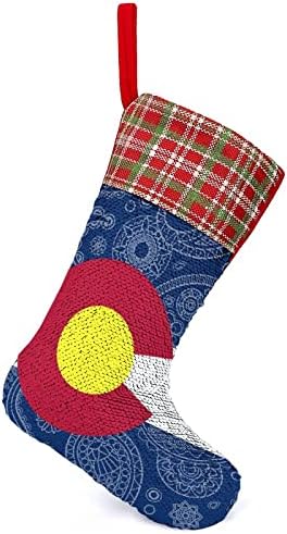 Colorado Eyaleti Paisley Bayrağı Pullu Noel Çorap Parlak Duvar askı süsleri Dekorasyon Noel Ağacı Tatil Partisi için