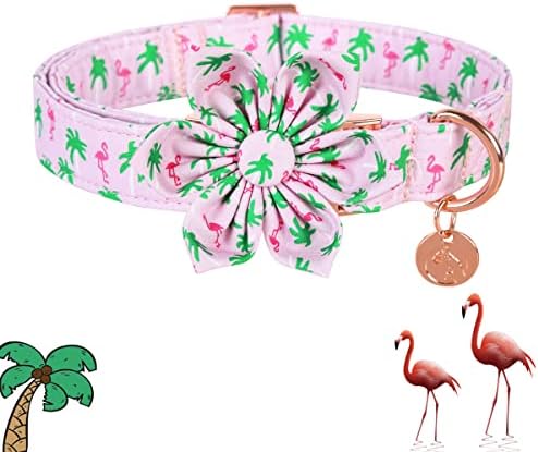 DOGWONG Flamingo köpek tasması Çiçek, Pamuk Pembe köpek tasması Rahat Ayarlanabilir köpek tasması Küçük Orta Büyük