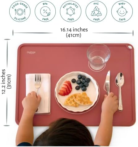 Yeni Yürümeye başlayan Çocuklar için CHAMOS Montessori Placemat-Çocuklar için Silikon Paspaslar yemek masası - 2'li