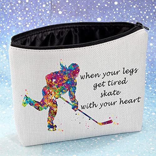 G2TUP Buz Hokeyi Kozmetik Çantası Hokey Oyuncusu Makyaj Çantası Kızlar İçin Hediye Bacaklarınız Yorulduğunda Kalbinizle