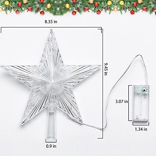 Barzee Noel Ağacı Topper Yıldız, 10 LED 5 Noktalı Yıldız Ağaç Tepesi,Noel için 8 Modlu Yıldız Ağaç Tepesi