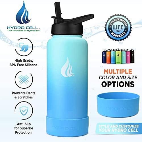Hasır ve Geniş Ağızlı Kapaklı Hidro Hücreli Paslanmaz Çelik Su Şişesi (Mavi Koruyucu Silikon Tabanlı Botlu Deniz Mavisi/Mavi