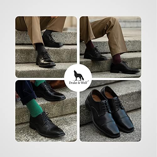 Drake & Wolf El Yapımı Erkek Oxford Ayakkabıları-Erkek Elbise Ayakkabıları-Erkekler için Klasik Mikrofiber Deri Oxfords