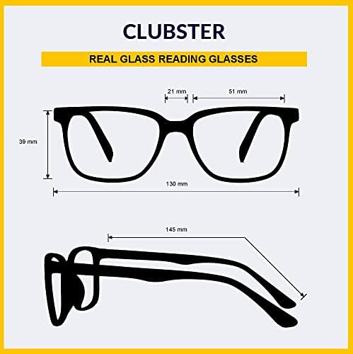 VS EYEWEAR Clubster Plastik Çerçevede Şeffaf Gerçek Cam Lensli Gerçek Cam Okuma Gözlükleri