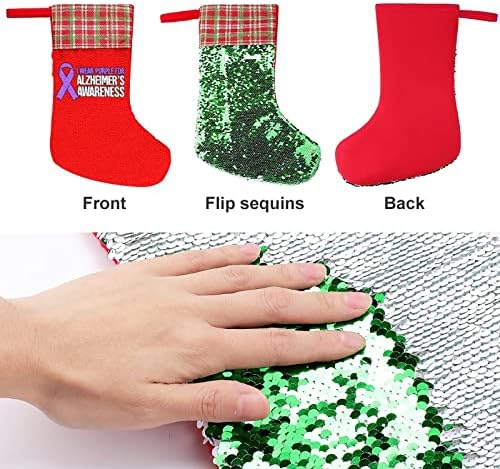 Alzheimer Hastalığı Farkındalık Pullu Noel Tatil Çorap Geri Dönüşümlü Renk Değiştirme Büyülü Stok Noel Ağacı Şömine