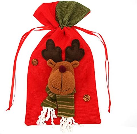 Amosfun Noel Süs Çanta Şeker Tatlı ikram çantaları büzgülü torba Noel Partisi Dekorasyon için (Noel Baba)