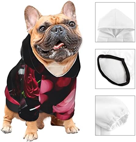 Kırmızı Şarap Gül Köpek Hoodie Yumuşak Köpek Gömlek Yelek, T Shirt Pet Kıyafetler Pamuk Polyester Kazak Şapka ile