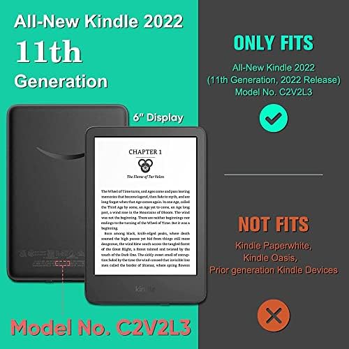 6 Kindle için shzrgarts Kılıfı (11. Nesil-2022 Sürümü), Ultra İnce İnce Pu Deri ve Sert Arka Kapak Otomatik Uyku/Uyandırma