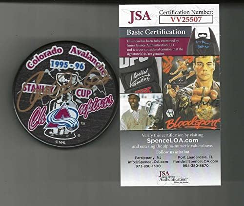 Claude Lemieux, Colorado Avalanche 1996 Stanley Kupası Şampiyonları Diskini İmzaladı JSA COA İmzalı NHL Diskleri