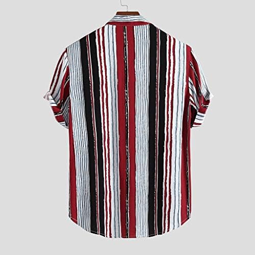 GDJGTA havai gömleği Erkekler için Pamuk Keten Etnik Kısa Kollu Düğme Tee Casual Baskı Bluz yakalı tişört