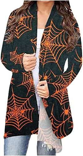 Cadılar bayramı kadın Kafatası Baskı Açık Ön Uzun Kollu Örgü Hırka Yumuşak Hafif Dış Giyim Ceket Rahat Cosplay Kostümleri
