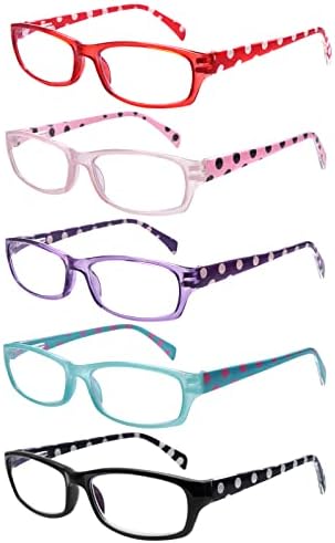 MAEOWN 5 Paket okuma gözlüğü kadınlar için, mavi ışık engelleme bilgisayar okuyucular, Kolaylığı bulanık görüş kuru