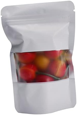 Cabilock 100 adet Pencere Alüminyum Gıda hediye paketi Renkli Parşömen Kağıt Fermuarlı Saklama Bisküvi Torbalar Mühür