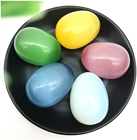 LAAALİD XN216 4 ADET Karışık Renk Kedi Gözü Taş Yumurta Şekilli Numune Taş Kristal Şifa Reiki Doğal Taşlar ve Mineraller